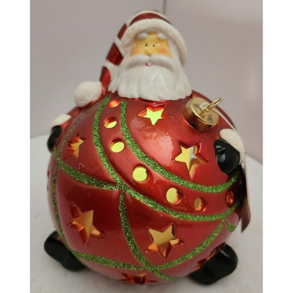 Home Reflections Ceramic Luminary Santa Ornament w/ Colorful Lights or Candle - Picture 8 of 16